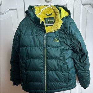 L.L. Bean Green Jacket with Fuzzy Yellow Interior